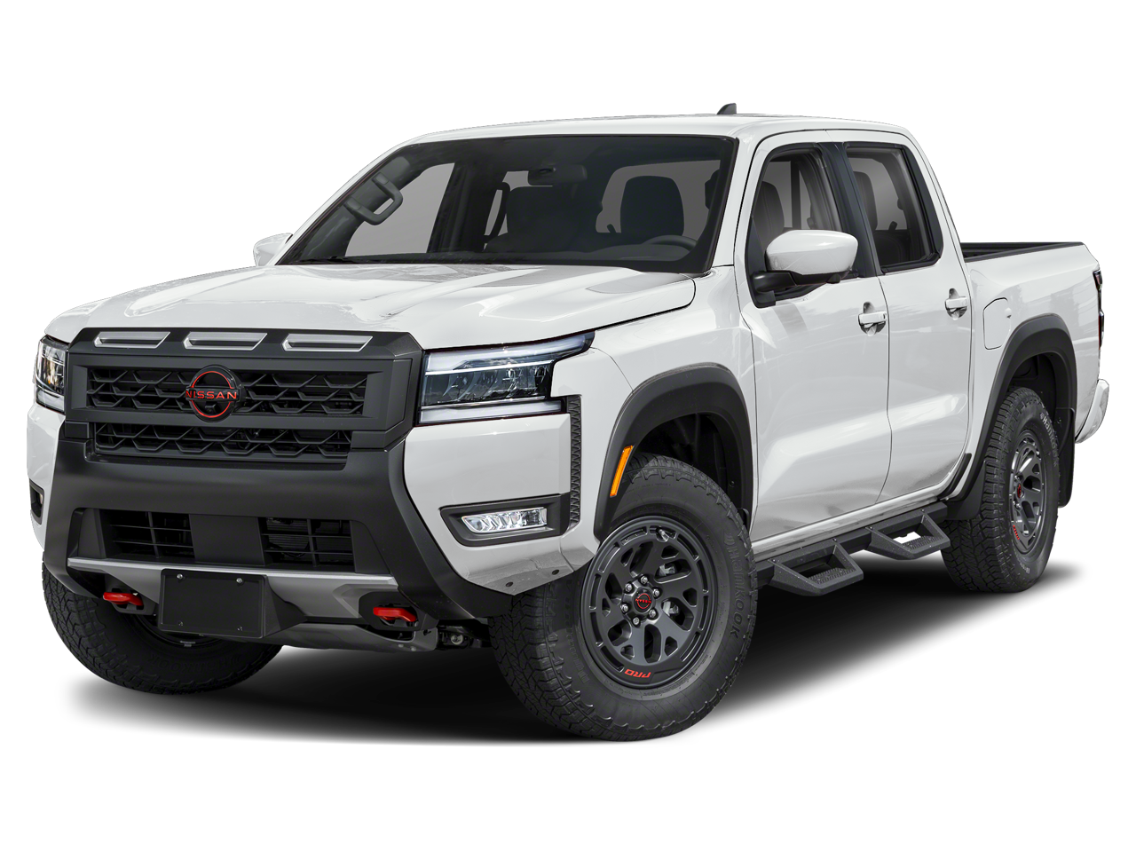 2026 Nissan Frontier Crew Cab PRO-4X in Glacier White — front three-quarter view