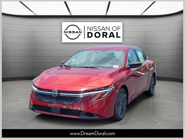 2026 Nissan Sentra SV in Scarlet Ember Tintcoat — front three-quarter view