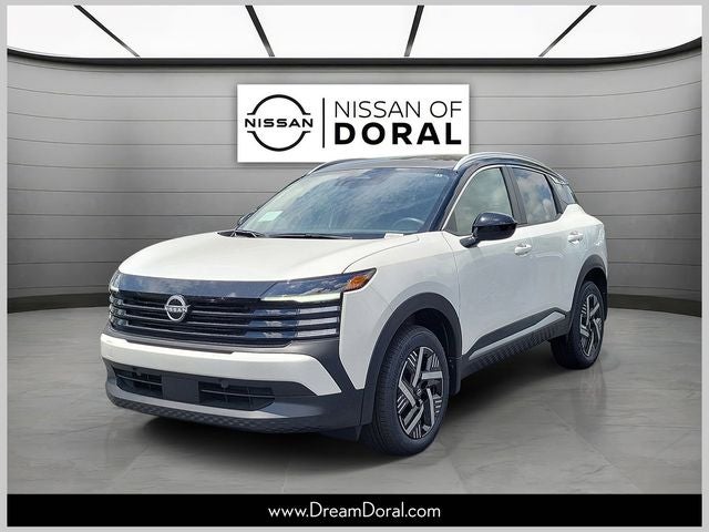 2026 Nissan Kicks SV in Aspen White/Super Black — front three-quarter view