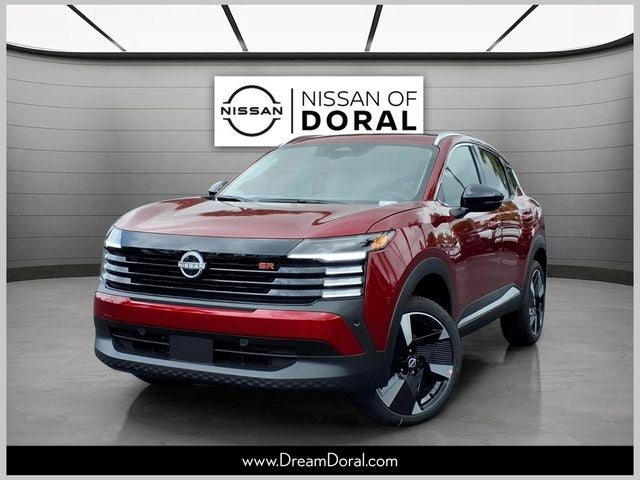 2026 Nissan Kicks SR in Scarlet Ember Tintcoat — front three-quarter view