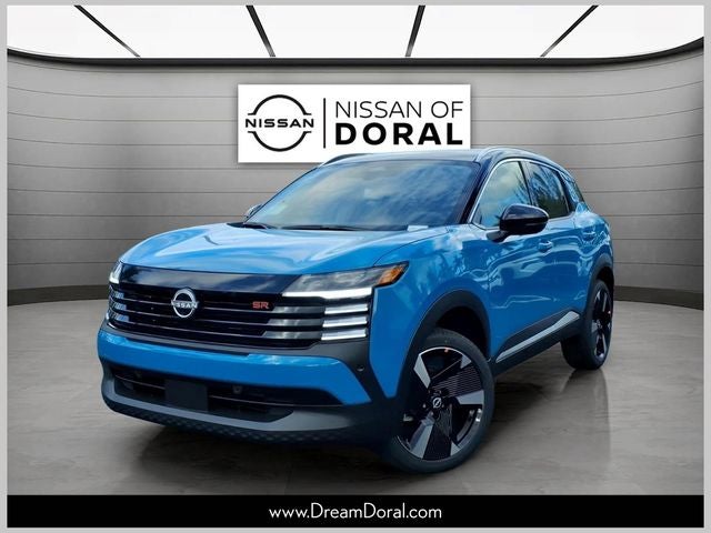 2026 Nissan Kicks SR in Arctic Ice Blue/Black — front three-quarter view