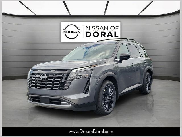 2026 Nissan Pathfinder SV in Gun Metallic — front three-quarter view
