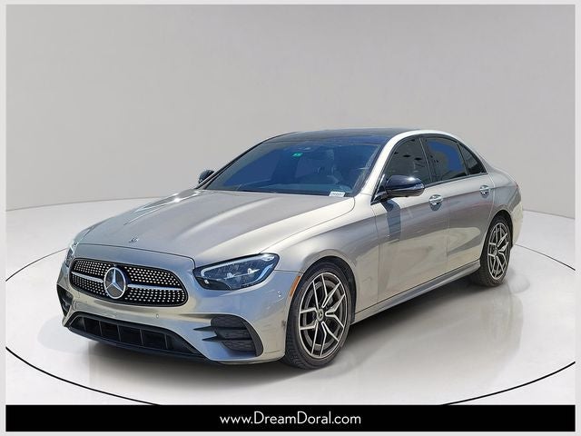 2021 Mercedes-Benz E-Class E 350 in Silver — front three-quarter view